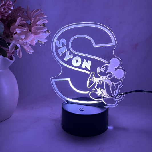 Personalised Monogram Mickey Led Night Light