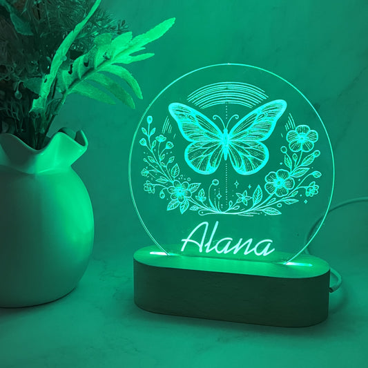 Personalised Butterfly with Flower Night Light