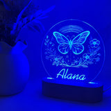 Personalised Butterfly with Flower Night Light