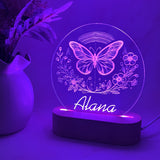 Personalised Butterfly with Flower Night Light