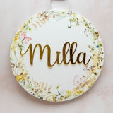 Personalised Round Floral Name Plaque - KnK krafts