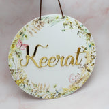 Personalised Round Floral Name Plaque - KnK krafts