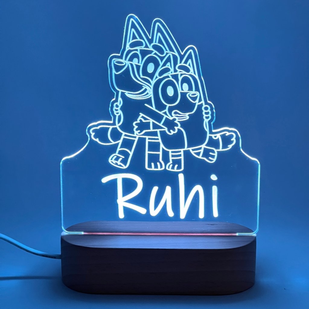 Personalised Bluey and Bingo Led Night Light - KnK krafts