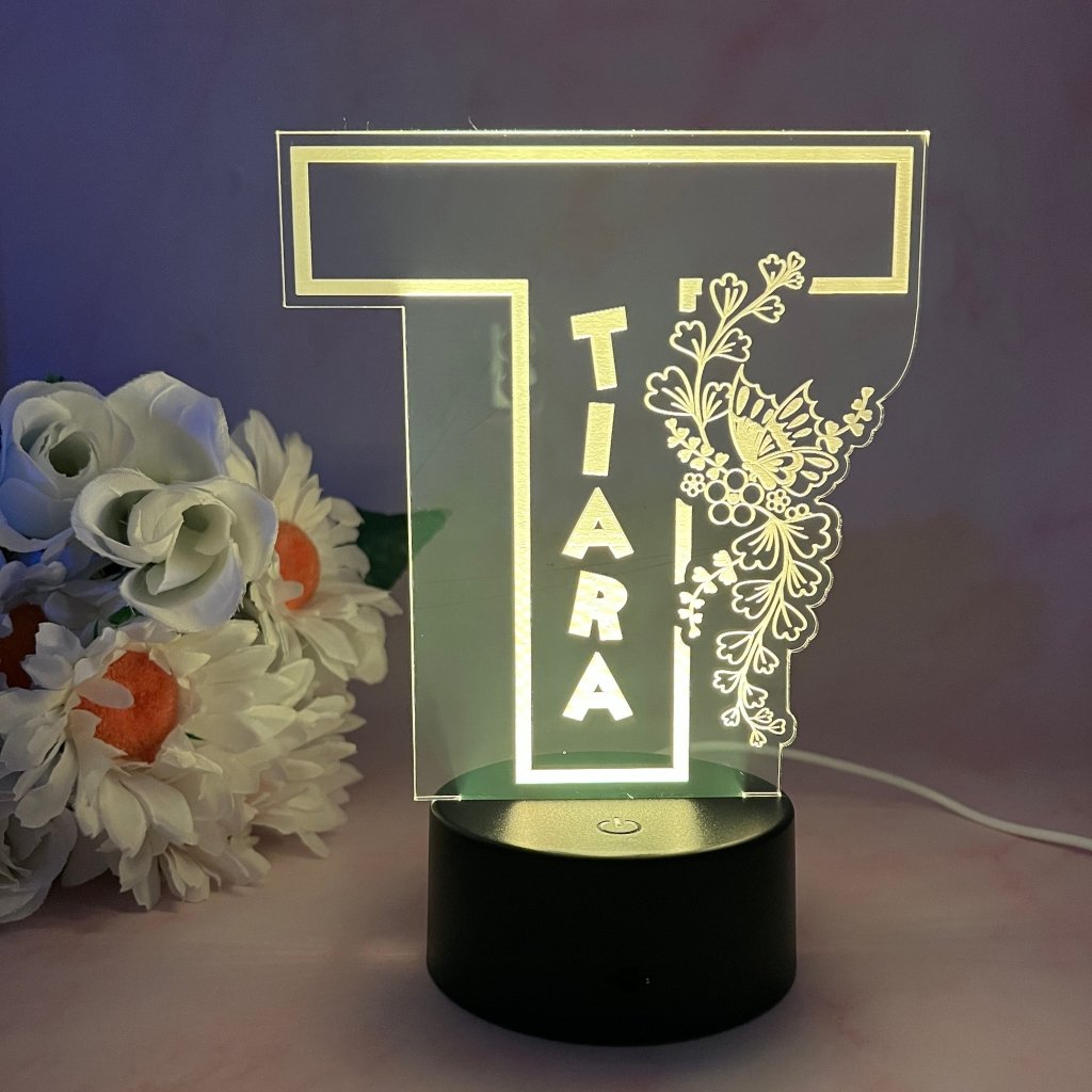 Personalised Monogram Butterfly Led Night Light - KnK krafts