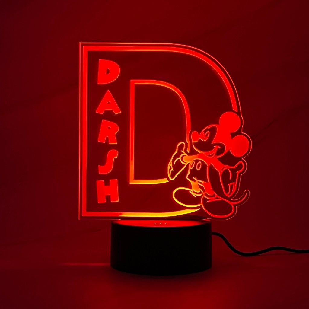 Personalised Monogram Mickey Led Night Light - KnK krafts