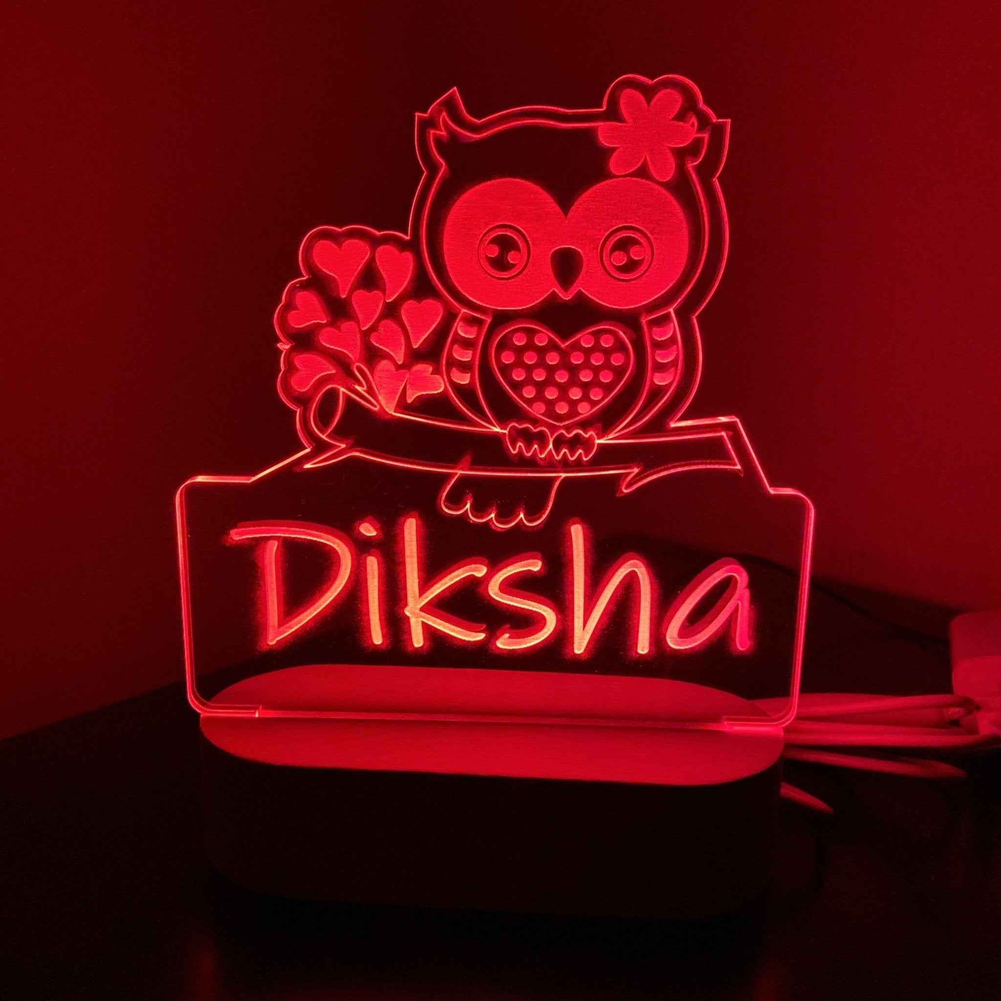 Personalised Owl Led Night Light - KnK krafts