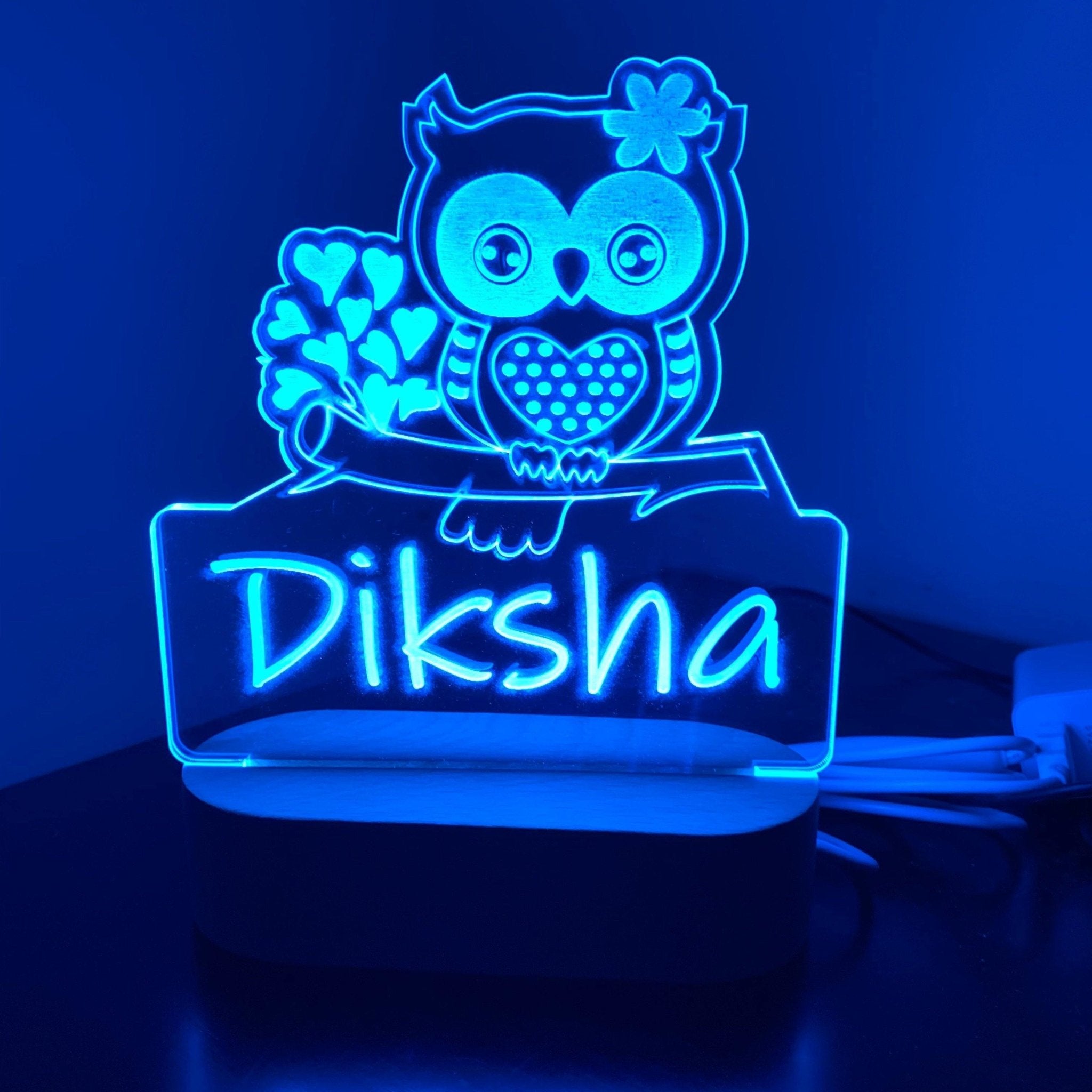 Personalised Owl Led Night Light - KnK krafts