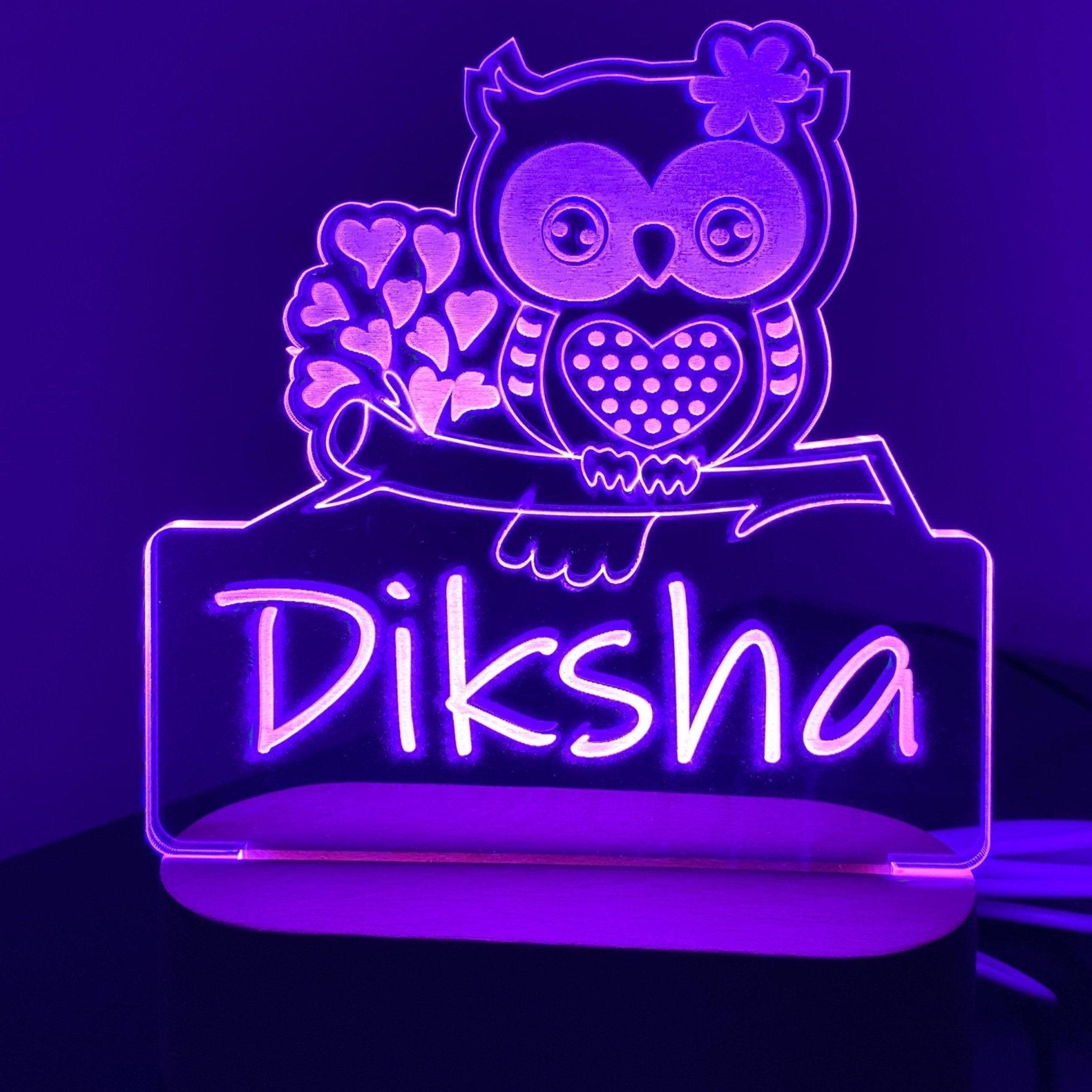 Personalised Owl Led Night Light - KnK krafts