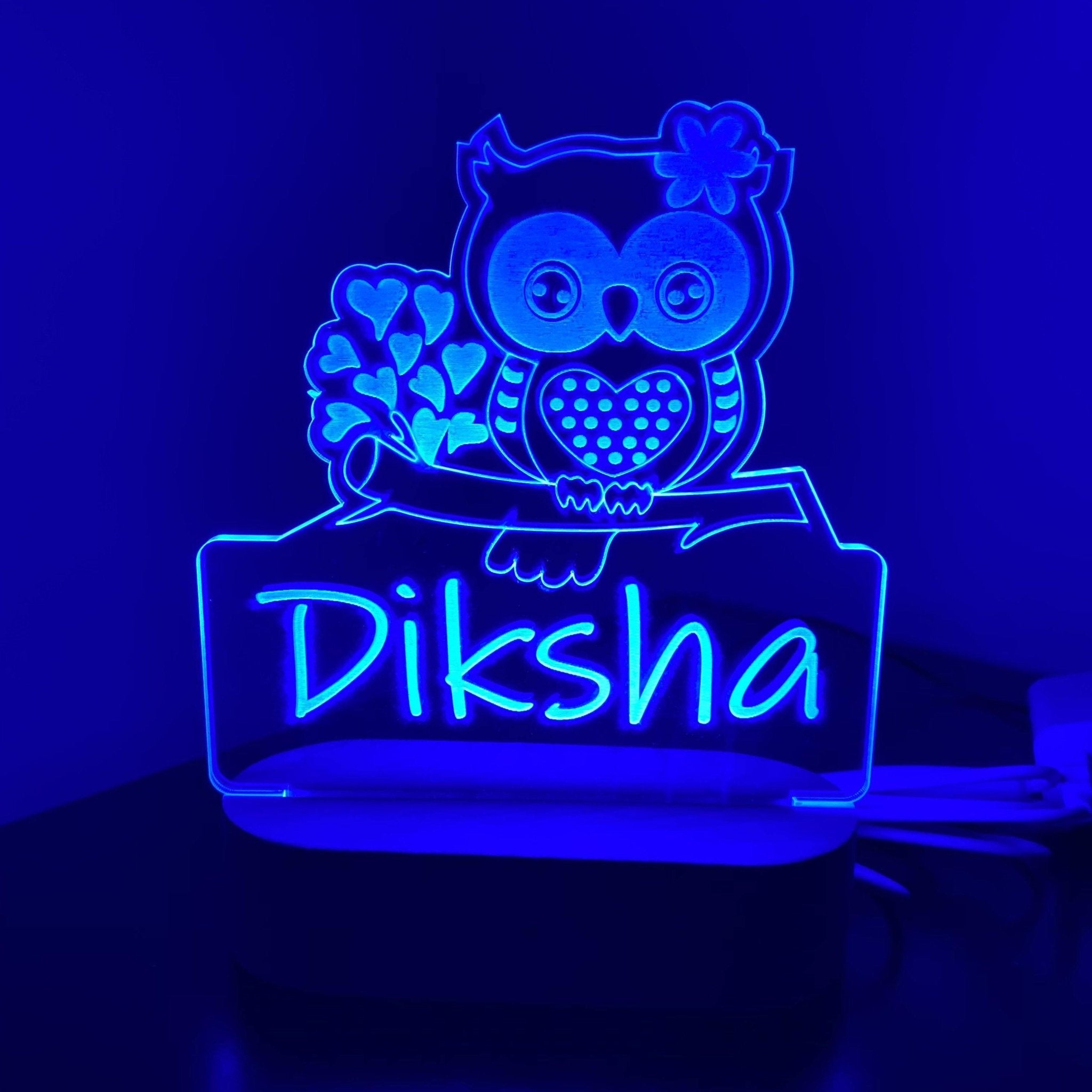 Personalised Owl Led Night Light - KnK krafts