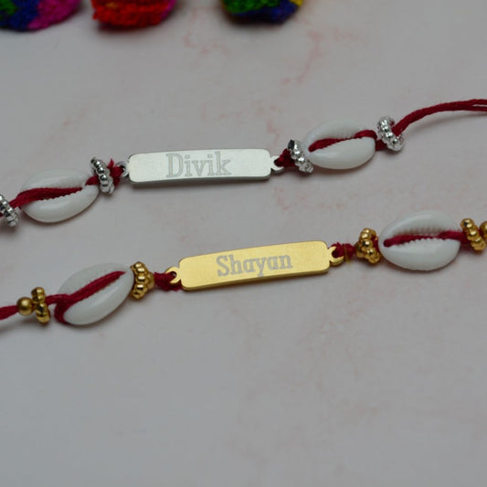 Personalised Stainless Steel Plate Rakhi Rectangle - KnK krafts