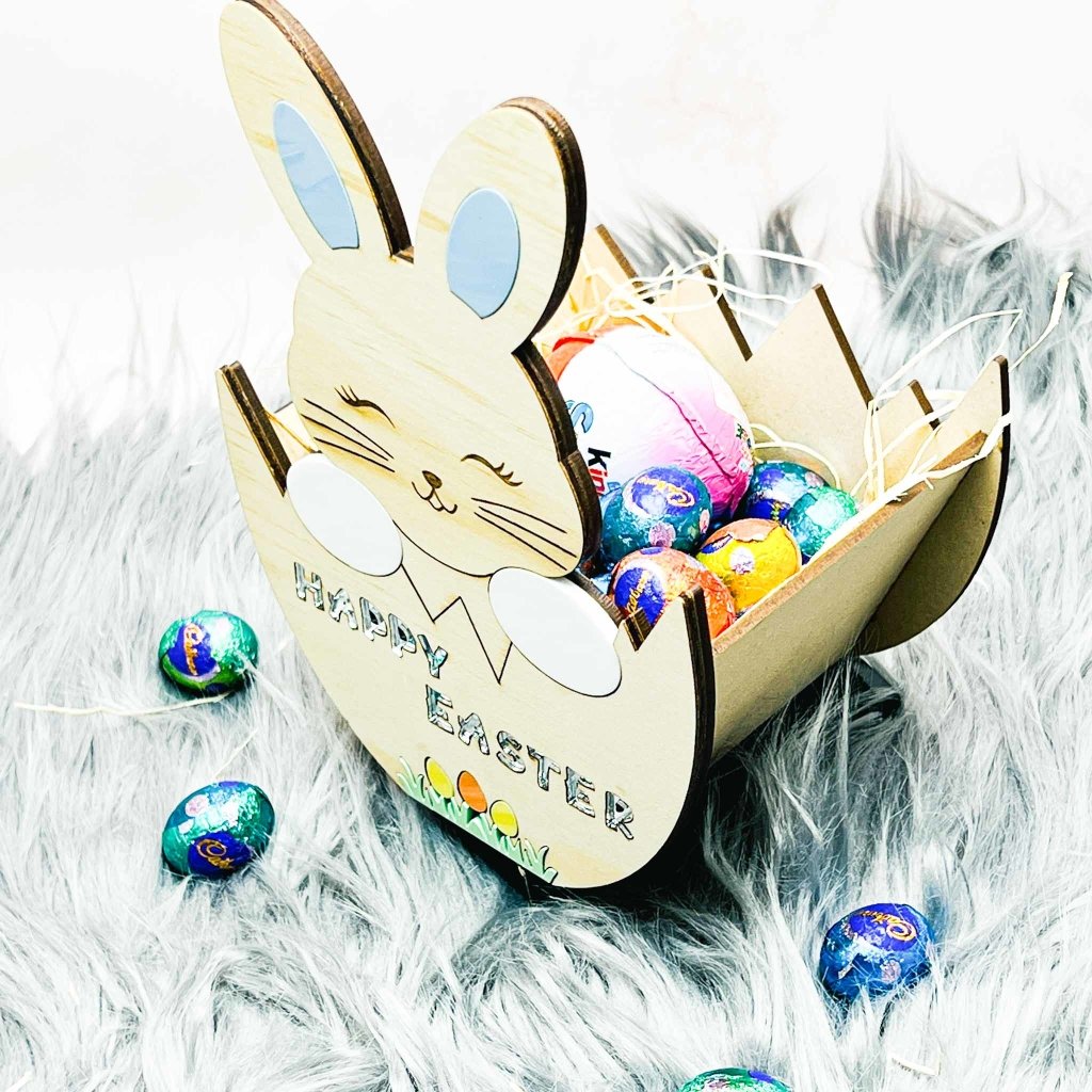 Wooden Easter Egg Basket - Bunny - KnK krafts